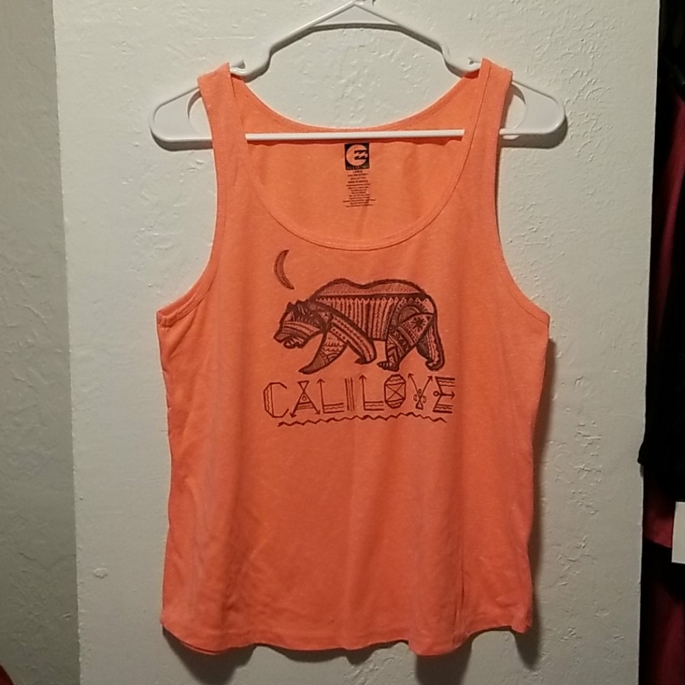Billabong Calilove Neon Orange Tank Top Size Large